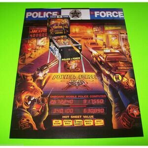 Police Force Pinball FLYER Original Unused 1989 Promo Artwork Cops Robbers